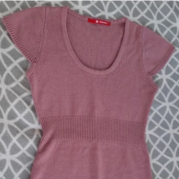 Dusty Pink Short Sleeve Sweater Dress - Picture 1 of 4